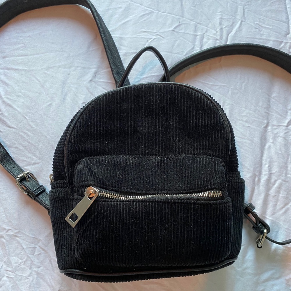 MINI BLACK CORDUROY BACKPACK